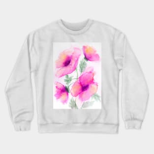 Pink poppies watercolor painting Crewneck Sweatshirt